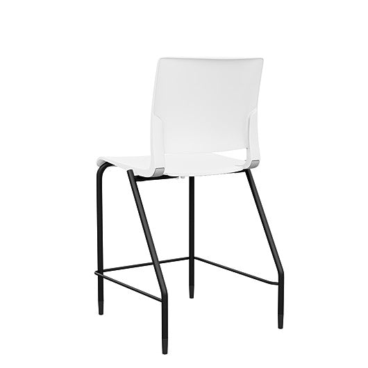 Back view of the SitOnIt Counter Stool in black frame with white poly shell. Kansas city office design.