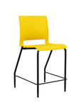 Front view of the SitOnIt Counter Stool in black frame with yellow poly shell. Kansas city office design.