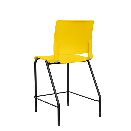 Back view of the SitOnIt Counter Stool in black frame with yellow poly shell. Kansas city office design.