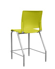 Back view of the SitOnIt Counter Stool in silver frame with green poly shell. Kansas city office design.