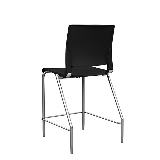 Back view of the SitOnIt Counter Stool in silver frame with black poly shell. Kansas city office design.