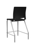 Back view of the SitOnIt Counter Stool in silver frame with black poly shell. Kansas city office design.