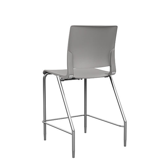 Back view of the SitOnIt Counter Stool in silver frame with gray poly shell. Kansas city office design.