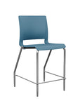 Front view of the SitOnIt Counter Stool in silver frame with lagoon poly shell. Kansas city office design.