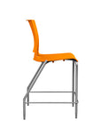 Side view of the SitOnIt Counter Stool in silver frame with orange poly shell. Kansas city office design.