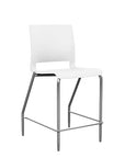 Front view of the SitOnIt Counter Stool in silver frame with white poly shell. Kansas city office design.