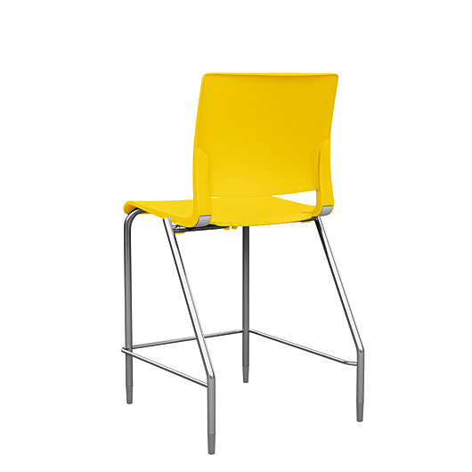 Back view of the SitOnIt Counter Stool in silver frame with yellow poly shell. Kansas city office design.