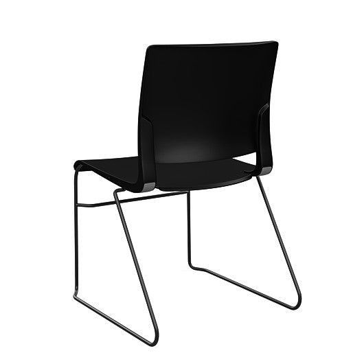 Back view of the SitOnIt Rio Wire Stacking chair in black poly with black frame. Kansas City Office Design.