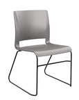 Front view of the SitOnIt Rio Wire Stacking chair in gray poly with black frame. Kansas City Office Design.