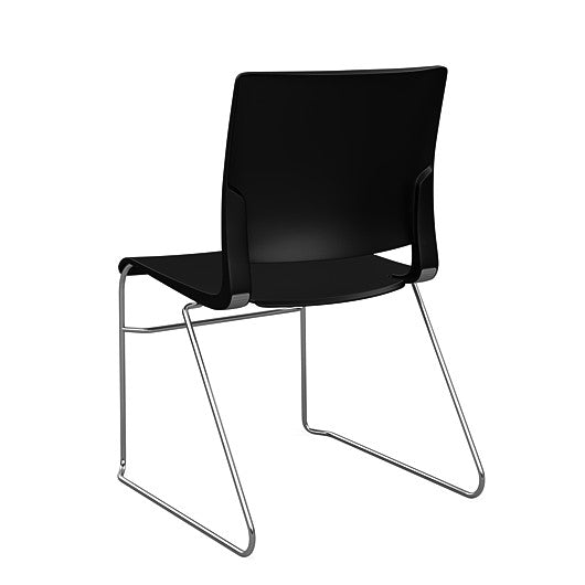Back view of the SitOnIt Rio Wire Stacking chair in black poly with chrome frame. Kansas City Office Design.