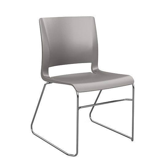 Front view of the SitOnIt Rio Wire Stacking chair in gray poly with chrome frame. Kansas City Office Design.