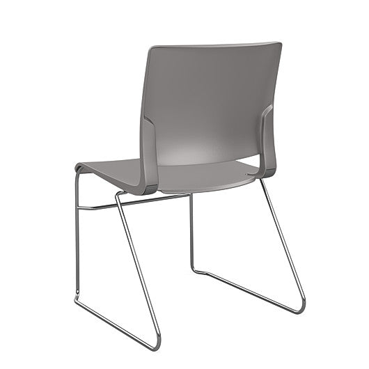 Back view of the SitOnIt Rio Wire Stacking chair in black poly with chrome frame. Kansas City Office Design.