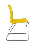 Side view of the SitOnIt Rio Wire Stacking chair in yellow poly with chrome frame. Kansas City Office Design.