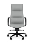 Front View of the SitOnIt Executive back Sephen Executive Conference Chair in Platinum Vinyl with a black frame. Kansas City Office Design