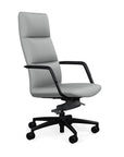 Side View of the SitOnIt Executive back Sephen Executive Conference Chair in Platinum Vinyl with a black frame. Kansas City Office Design