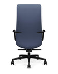 Back View of the SitOnIt Executive back Sephen Executive Conference Chair in Sapphire Vinyl with a black frame. Kansas City Office Design