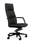 Side View of the SitOnIt Executive back Sephen Executive Conference Chair in Black Vinyl with a black frame. Kansas City Office Design