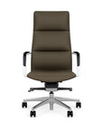 Front View of the SitOnIt Executive back Sephen Executive Conference Chair in Brownstone Vinyl with a polished frame. Kansas City Office Design