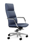 Side View of the SitOnIt Executive back Sephen Executive Conference Chair in Sapphire Vinyl with a polished frame. Kansas City Office Design