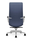 Back View of the SitOnIt Executive back Sephen Executive Conference Chair in Sapphire Vinyl with a polished frame. Kansas City Office Design