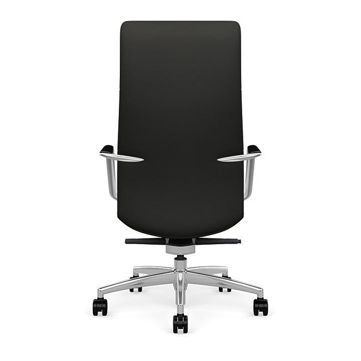 Back View of the SitOnIt Executive back Sephen Executive Conference Chair in Black Vinyl with a polished frame. Kansas City Office Design