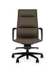 Front View of the SitOnIt High back Sephen Executive Conference Chair in Brownstone Vinyl with a black frame. Kansas City Office Design