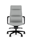 Front View of the SitOnIt High back Sephen Executive Conference Chair in Platinum Vinyl with a black frame. Kansas City Office Design