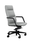 Side View of the SitOnIt High back Sephen Executive Conference Chair in Platinum Vinyl with a black frame. Kansas City Office Design