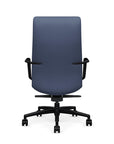 Back View of the SitOnIt High back Sephen Executive Conference Chair in Sapphire Vinyl with a black frame. Kansas City Office Design