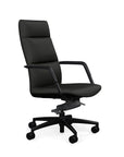 Side View of the SitOnIt High back Sephen Executive Conference Chair in Black Vinyl with a black frame. Kansas City Office Design