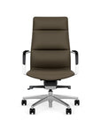 Front View of the SitOnIt High back Sephen Executive Conference Chair in Brownstone Vinyl with a polished frame. Kansas City Office Design
