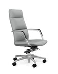 Side View of the SitOnIt High back Sephen Executive Conference Chair in Platinum Vinyl with a polished frame. Kansas City Office Design