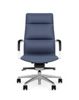 Front View of the SitOnIt High back Sephen Executive Conference Chair in Sapphire Vinyl with a polished frame. Kansas City Office Design