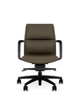 Front View of the SitOnIt Low back Sephen Executive Conference Chair in Brownstone Vinyl with a black frame. Kansas City Office Design