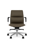 Front View of the SitOnIt Low back Sephen Executive Conference Chair in Brownstone Vinyl with a polished frame. Kansas City Office Design