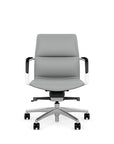 Front View of the SitOnIt Low back Sephen Executive Conference Chair in Platinum Vinyl with a polished frame. Kansas City Office Design