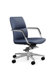 Side View of the SitOnIt Low back Sephen Executive Conference Chair in Sapphire Vinyl with a polished frame. Kansas City Office Design