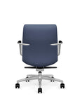 Back View of the SitOnIt Low back Sephen Executive Conference Chair in Sapphire Vinyl with a polished frame. Kansas City Office Design