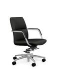 Side View of the SitOnIt Low back Sephen Executive Conference Chair in Black Vinyl with a polished frame. Kansas City Office Design