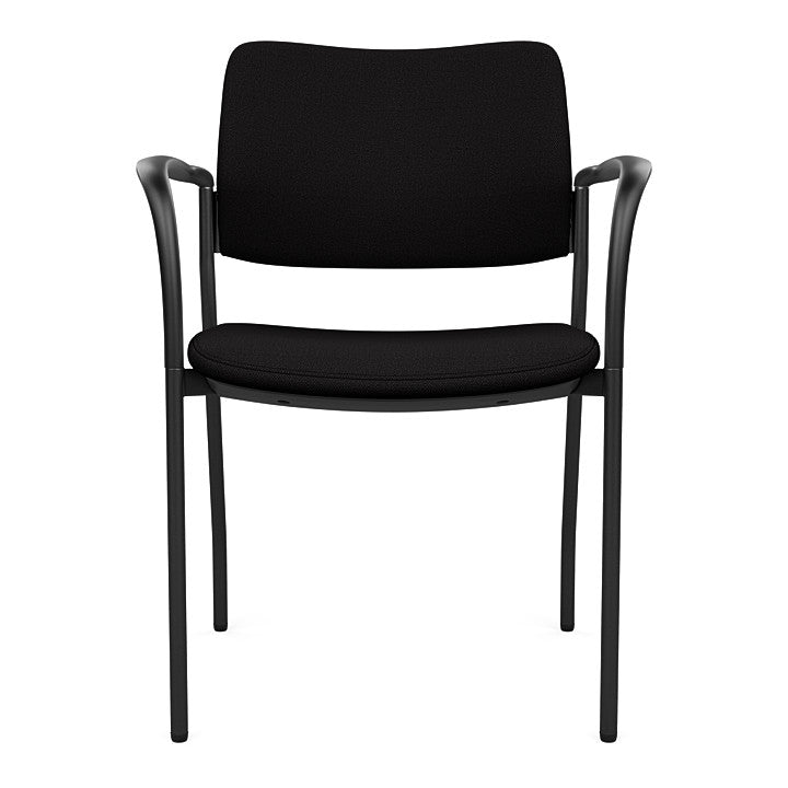 Front view of the SitOnIt Cora guest chair in Black Fabric and Black Frame. Kansas City Office Design.
