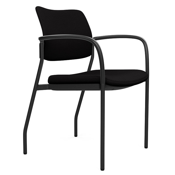 Side view of the SitOnIt Cora guest chair in Black Fabric and Black Frame. Kansas City Office Design.