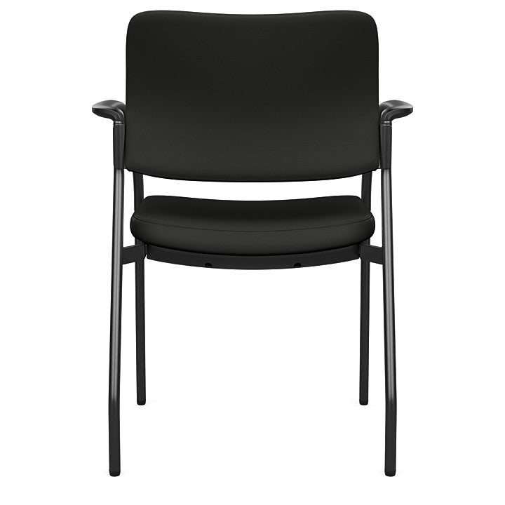Back view of the SitOnIt Cora guest chair in Black Vinyl Fabric and Black Frame. Kansas City Office Design.