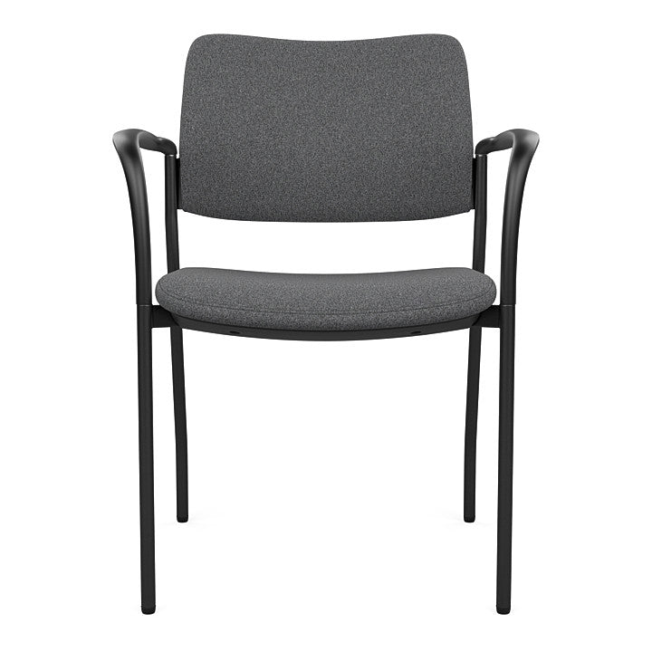 Front view of the SitOnIt Cora guest chair in Gray Fabric and Black Frame. Kansas City Office Design.