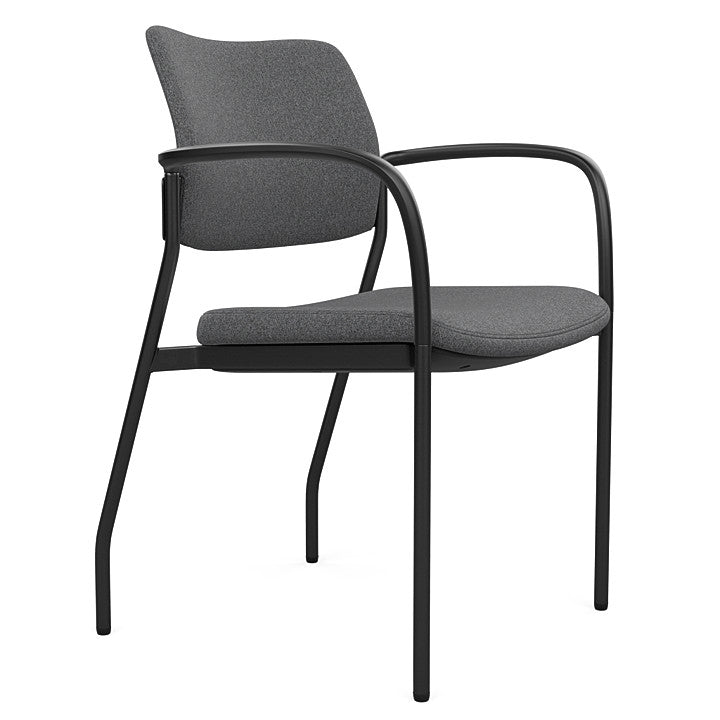 Side view of the SitOnIt Cora guest chair in Gray Fabric and Black Frame. Kansas City Office Design.