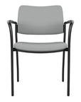 Front view of the SitOnIt Cora guest chair in Platinum Vinyl Fabric and Black Frame. Kansas City Office Design.