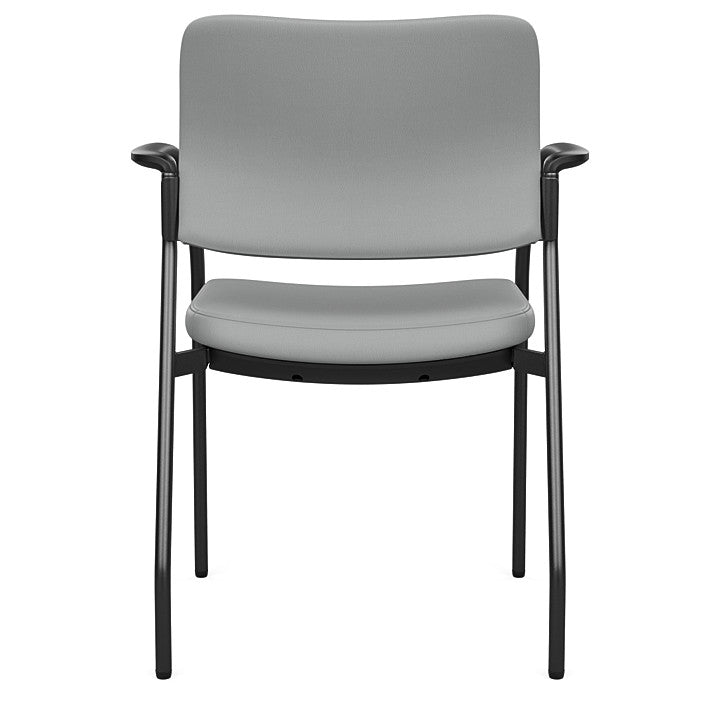 Back view of the SitOnIt Cora guest chair in Platinum Vinyl Fabric and Black Frame. Kansas City Office Design.
