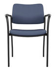 Front view of the SitOnIt Cora guest chair in Sapphire Vinyl Fabric and Black Frame. Kansas City Office Design.