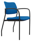 Side view of the SitOnIt Cora guest chair in Blue Fabric and Black Frame. Kansas City Office Design.