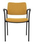 Front view of the SitOnIt Cora guest chair in Gold Fabric and Black Frame. Kansas City Office Design.