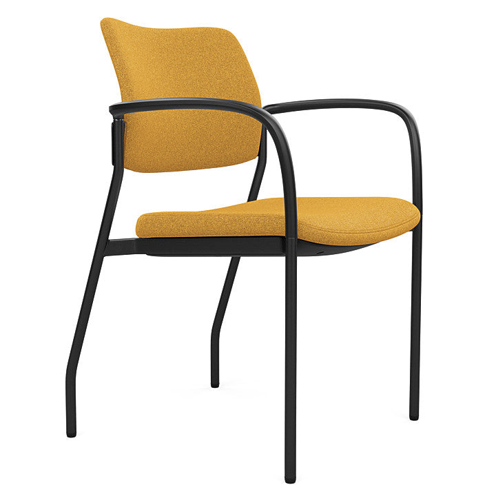 Side view of the SitOnIt Cora guest chair in Gold Fabric and Black Frame. Kansas City Office Design.